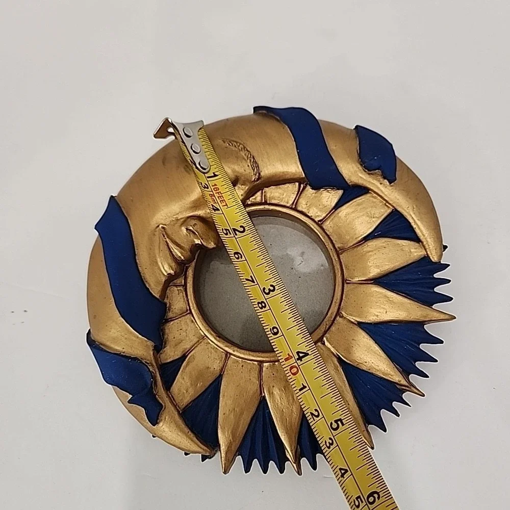 VTG 1994 FIGI Graphics Celestial Sun & Crescent Moon Gold Blue Resin Photo Frame